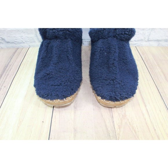 LL Bean Blue Pile Fleece Cozy Slipper Booties Size 9 M - Picture 5 of 10